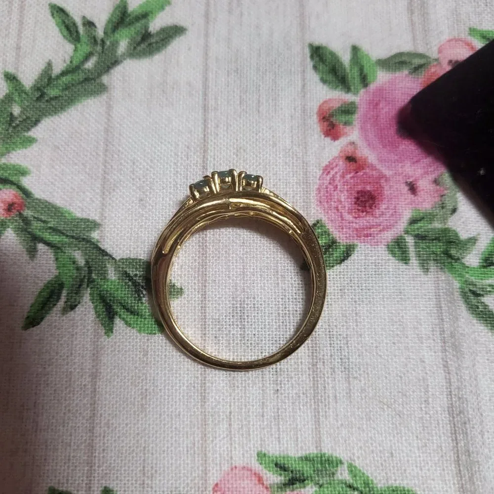 Grandidierite and Natural White Zircon Sterling Silver Ring
